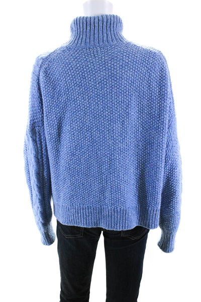 J Crew Womens Wool Cable-Knitted Long Sleeve Turtleneck Sweater Blue Size S