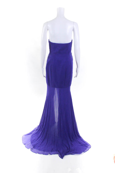 Tarvydas Womens Back Zip Strapless Sweetheart Silk Chiffon Gown Purple Size 6