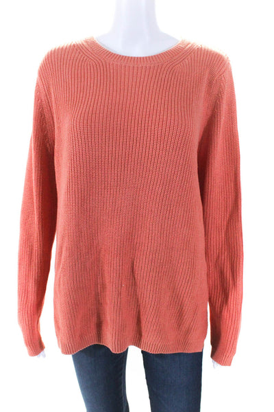 525 Womens Pullover Scoop Neck Oversized Sweater Orange Cotton Size Medium