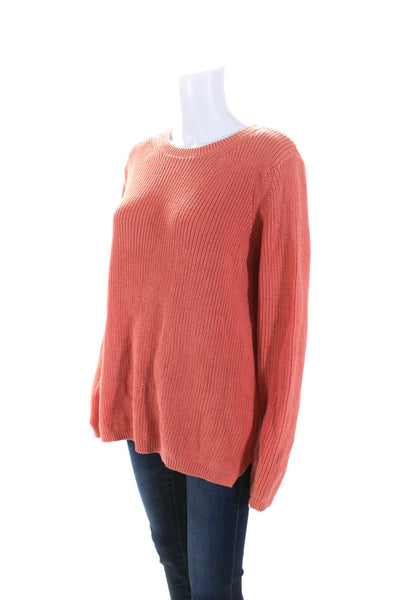 525 Womens Pullover Scoop Neck Oversized Sweater Orange Cotton Size Medium