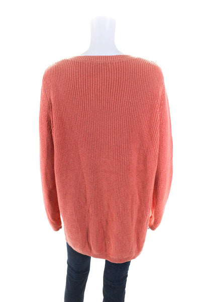 525 Womens Pullover Scoop Neck Oversized Sweater Orange Cotton Size Medium