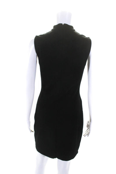 Bailey 44 Womens Lace-Up Mock Neck Back Zipped Midi Sheath Dress Black Size S