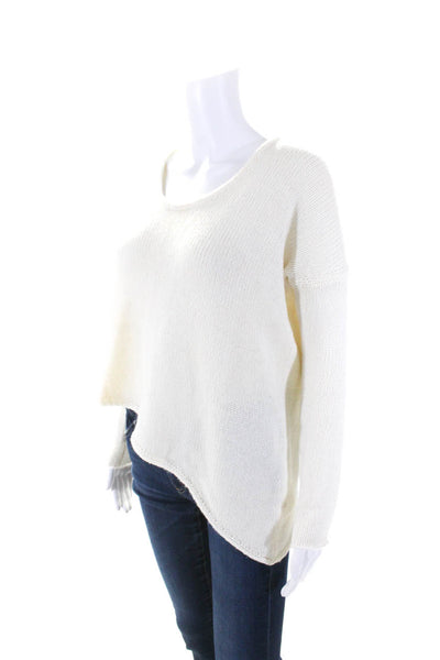 Helmut Helmut Lang Womens Knitted Asymmetrical Hem Sweater Top White Size P