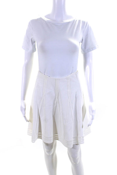 Ralph Lauren Black Label Womens Knee Length Knit A Line Skirt White Size Small