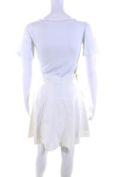 Ralph Lauren Black Label Womens Knee Length Knit A Line Skirt White Size Small