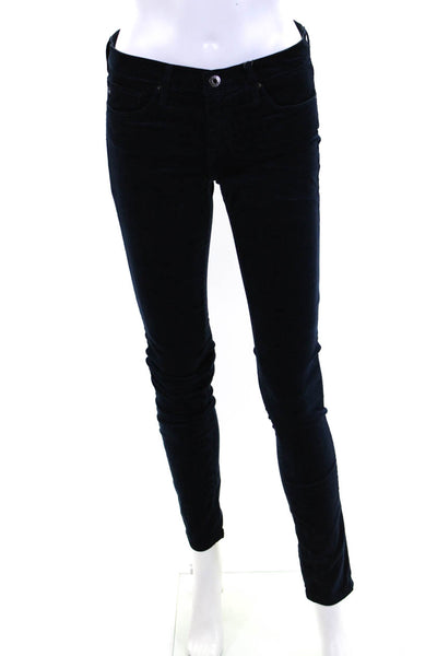 AG Adriano Goldschmied Womens Velour Mid Rise Skinny Jeans Blue Size 27