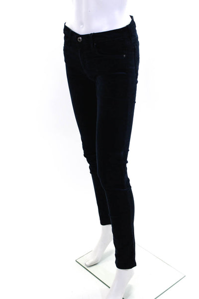 AG Adriano Goldschmied Womens Velour Mid Rise Skinny Jeans Blue Size 27