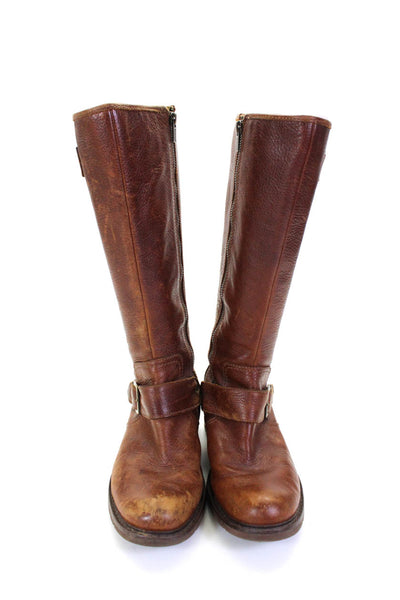 Timberland Womens Pebbled Leather Zip Up Knee High Boots Brown Size 7 Medium