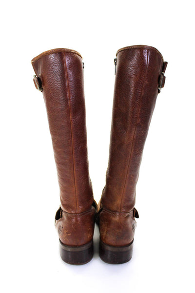 Timberland Womens Pebbled Leather Zip Up Knee High Boots Brown Size 7 Medium