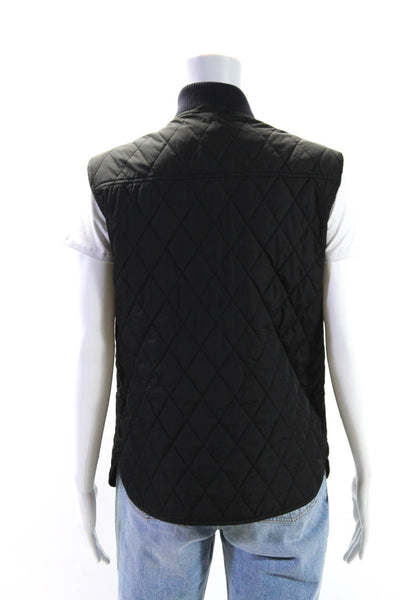 Vince Womens Quilted Texture Full Zipper Vest Jacket Black Size Small