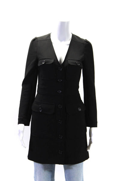 A.L.C. Womens Long Sleeves Button Down Light Coat Black Size 0