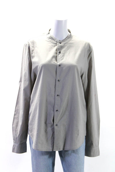 Elizabeth and James Womens Long Sleeves Button Down Blouse Gray Size Small