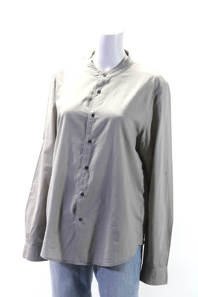 Elizabeth and James Womens Long Sleeves Button Down Blouse Gray Size Small