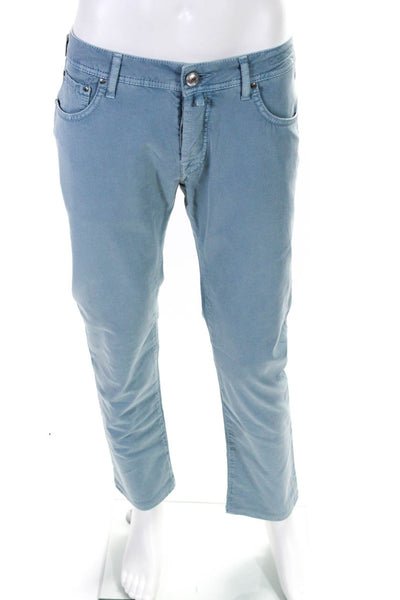 Jacob Cohen Mens Mid Rise Straight Leg Jeans Blue Cotton Size 33