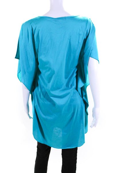 Lise Charmel Womens Cotton V Neck kaftan Blouse Blue Size S