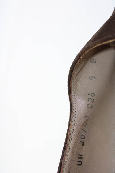 Salvatore Ferragamo Mens Suede Buckle Closure Dress Shoes Brown Size 9 B