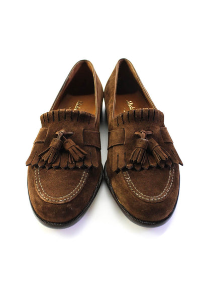 Salvatore Ferragamo Mens Suede Fringe Slide On Loafers Brown Size 9 B