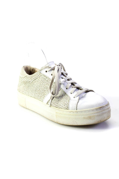 Jennifer Tattanelli Womens White Textured Low Top Fashion Sneakers Shoes Size 8