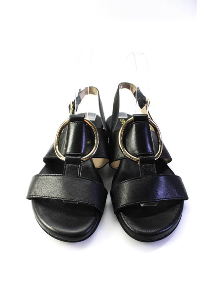 275 Central Womens Black Embellished Strap Slip On Flat Sandals Shoes Size 8