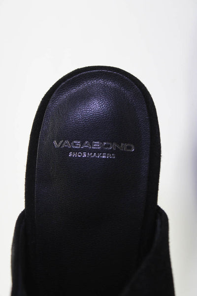 Vagabond Womens Black Suede Open Toe Block Heels Mules Shoes Size 8