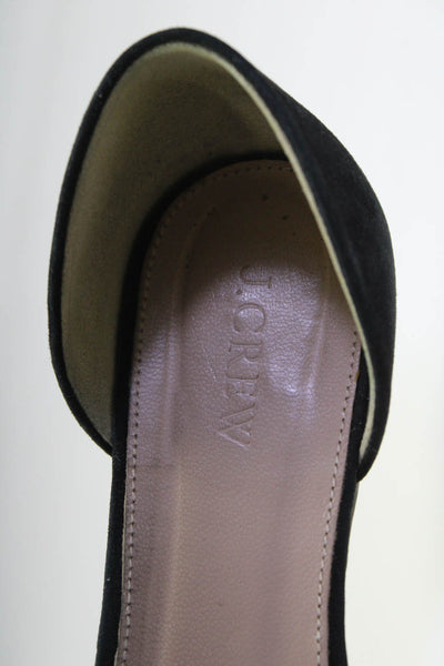 J Crew Womens Solid Black Slip On Flat D'orsay Shoes Size 8