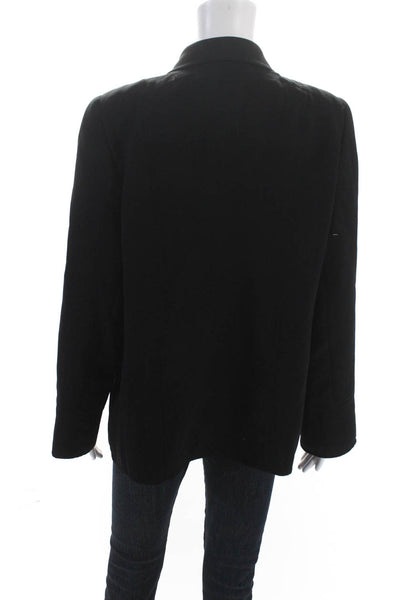 Akris Womens Solid Black Wool Double Breasted Long Sleeve Jacket Size 14