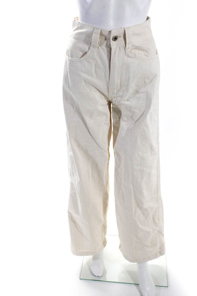 Weworewhat Women's High Waist Button Closure Pockets Wide Leg Pant Beige Size 25
