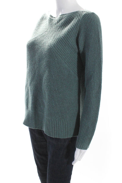 Madewell Women's Round Neck Long Sleeves Ribbed Pullover Sweater Green Size S
