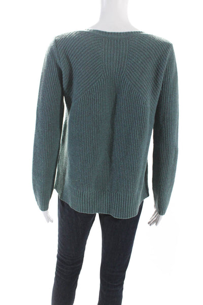 Madewell Women's Round Neck Long Sleeves Ribbed Pullover Sweater Green Size S