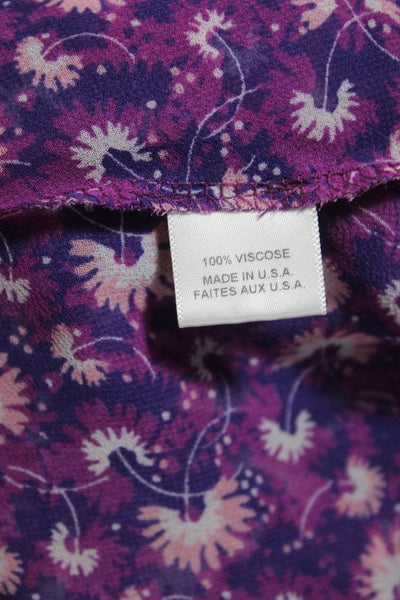 Misa Women's Elastic Waist Ruffle Tiered Floral Mini Skirt Purple Size XS