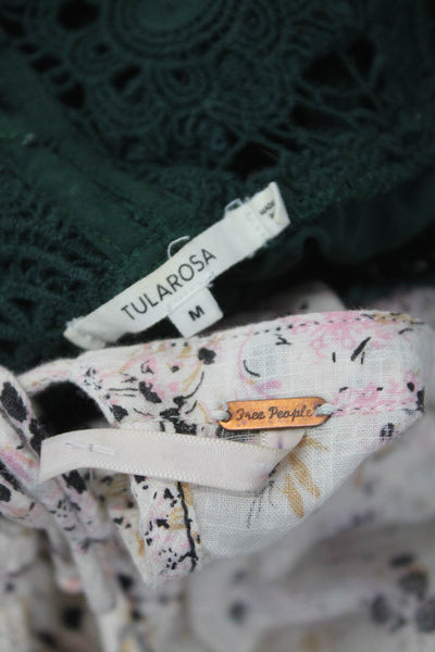 Tularosa  Women's Neck Short Sleeves Crochet Tassel  Blouse Green Size M Lot 2