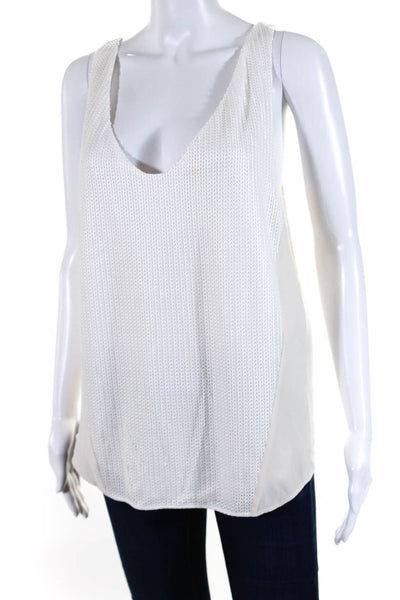 Ramy Brook Womens Sleeveless Scoop Neck Woven Silk Top White Size Large