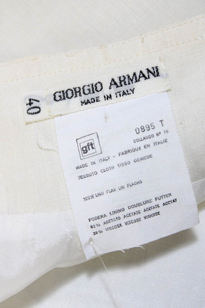 Giorgio Armani Womens Knee Length Wrap Pencil Skirt White Linen Size IT 40