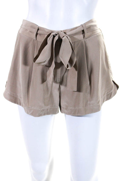 Robert Rodriguez Womens Zipper Fly Belted Silk Short Shorts Brown Size 0