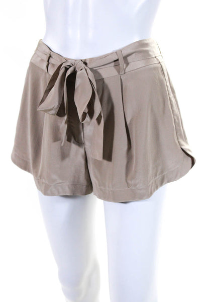 Robert Rodriguez Womens Zipper Fly Belted Silk Short Shorts Brown Size 0