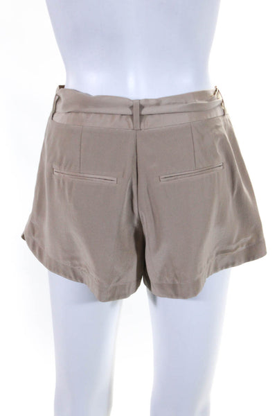 Robert Rodriguez Womens Zipper Fly Belted Silk Short Shorts Brown Size 0