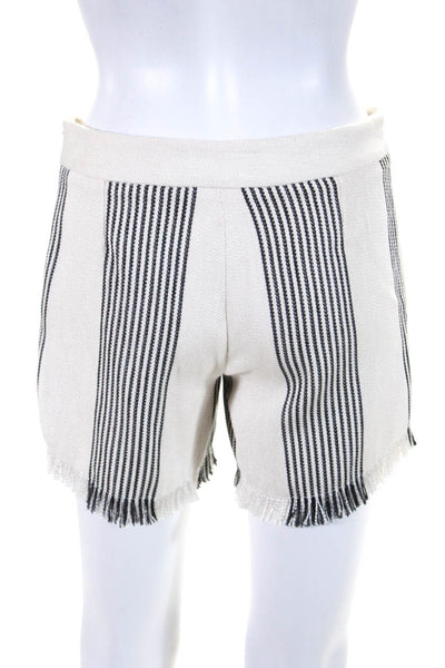 Derek Lam Womens Side Zip Vertical Striped Fringe Shorts White Black Size 0