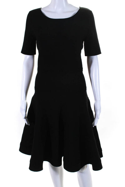 Yves Saint Laurent Womens Short Sleeve Scoop Neck Knit A Line Dress Black Large