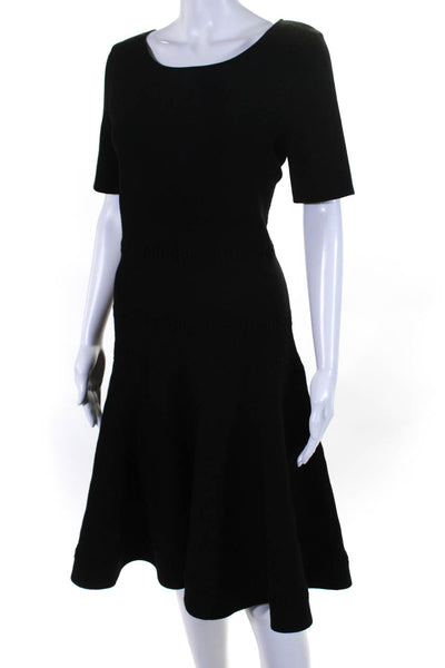 Yves Saint Laurent Womens Short Sleeve Scoop Neck Knit A Line Dress Black Large