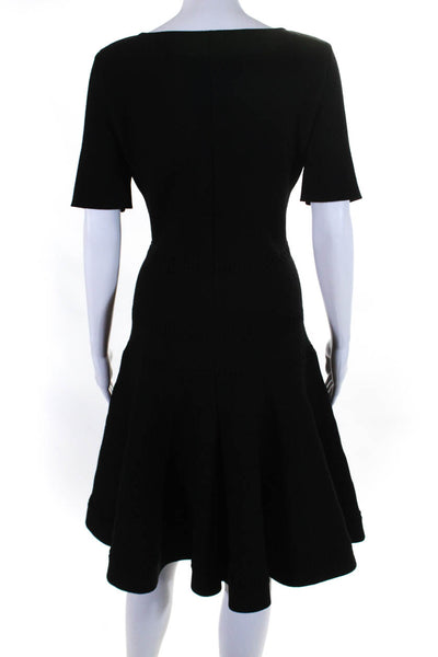 Yves Saint Laurent Womens Short Sleeve Scoop Neck Knit A Line Dress Black Large