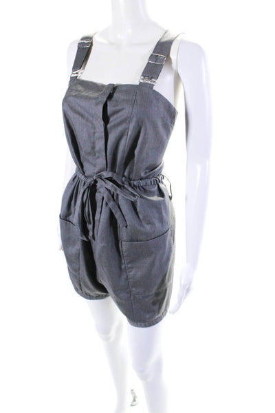 Pete & Greta Womens Gray Square Neck Sleeveless Overalls Size 6