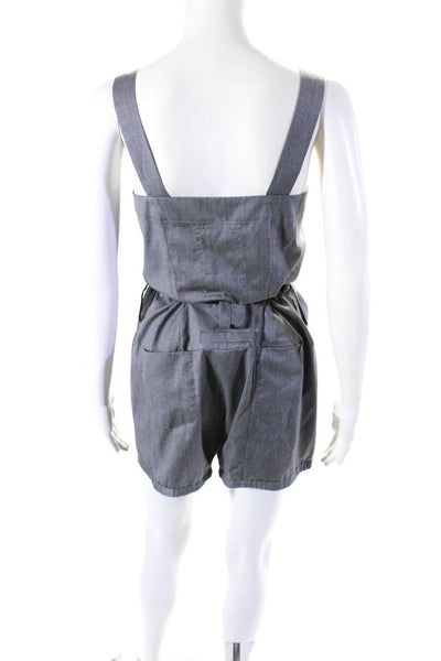 Pete & Greta Womens Gray Square Neck Sleeveless Overalls Size 6