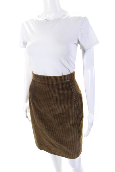 Giesswein Womens Brown Cotton Corduroy Lined Knee Length Pencil Skirt Size 38