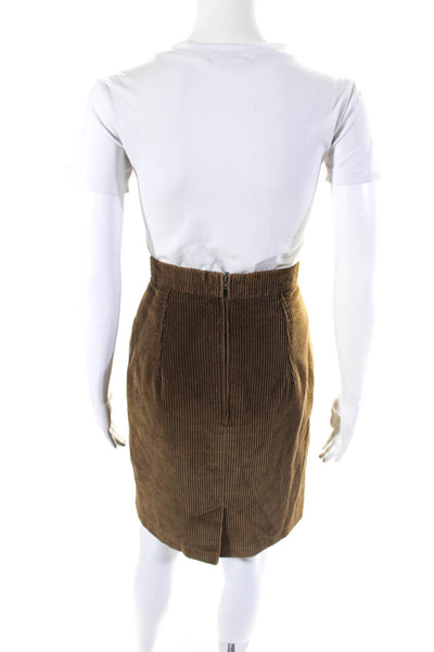 Giesswein Womens Brown Cotton Corduroy Lined Knee Length Pencil Skirt Size 38