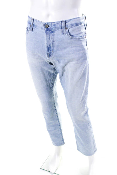 AG Adriano Goldschmied Mens Light Washed Straight Buttoned Jeans Blue Size EUR33