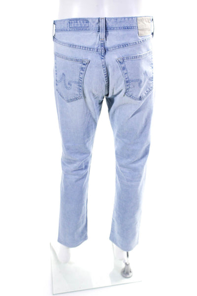 AG Adriano Goldschmied Mens Light Washed Straight Buttoned Jeans Blue Size EUR33