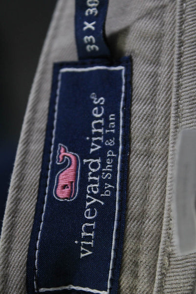 Vineyard Vines Mens Cotton Buttoned Flat Front Straight Pants Beige Size EUR33