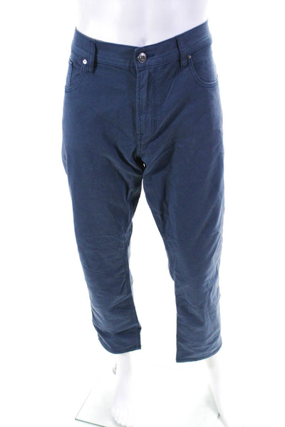Hudson Mens Cotton Buttoned Zipped Slip-On Straight Leg Pants Blue Size EUR38