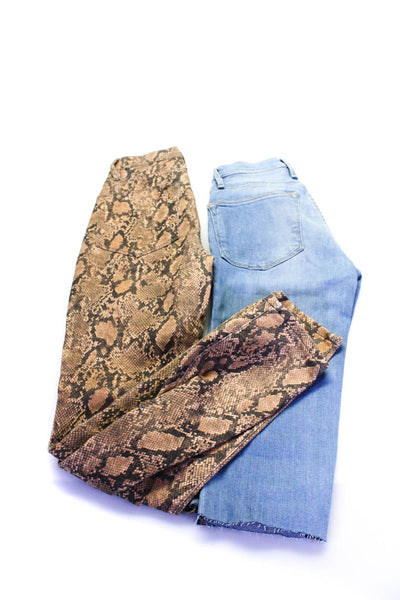 Frame Women's Midrise Five Pockets Skinny Pant Snake Print Size 23 Lot 2