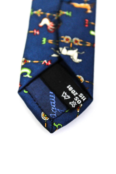 Salvatore Ferragamo Mens Silk Rooster Graphic Print Classic Tie Blue Size OS